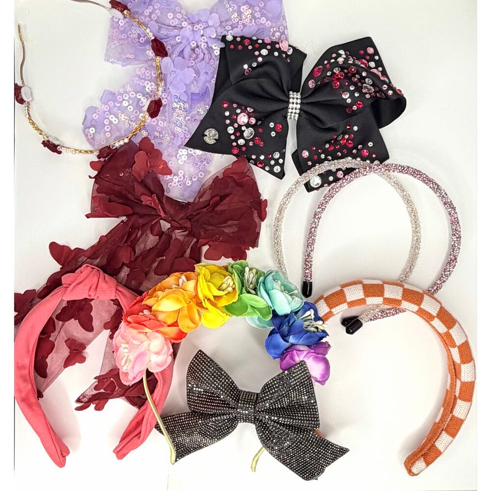 🎀 📦 Girls Hair Accessory Bundle 10 pc - JoJo Siwa Rhinestone Bow & Headbands